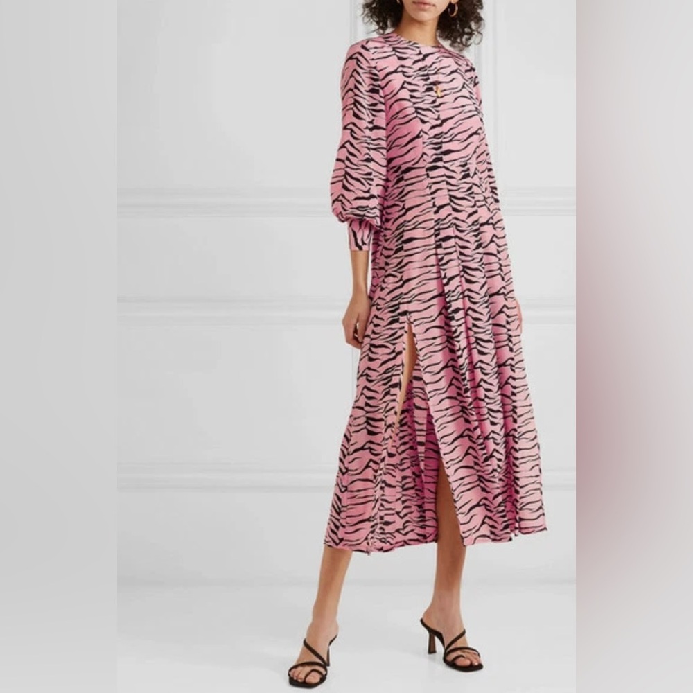 NWT RIXO Pink and Black Zebra Long Sleeve Dress size 8 UK/ 4 US